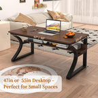 47 X 23.6'' Computer Desk, Home Office Desks w/Shelf Storage, Computer Desk w/Metal Frame, Cable Management, Study Student Desk Writing Work Table Deeper & Thicker Desktop for Home Bedroom