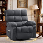 Swivel Rocker Recliner Chair for Adults, 360° Upholstered Manual Recliners for Small Spaces, Single Seat Glider Reclining Chair with Side Pockets, Ergonomic Reading Chair for Living Room, RV, Bedroom