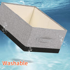Linen Folding Storage Bins, 3 Pack Large Storage Baskets, Washable, Clothing Storage Bins with Handle, Closet Organizer for Storage Sweater,Sheets (gray black, 18½"x13½"x8½")