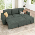 HONBAY Modular Sectional Sleeper Sofa with Pull Out Bed, L Shaped Sofa with Storage, Modular Sectional Couches for Living Room, Green