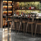 Andeworld Metal Bar Stools Set of 4, 30 inch Bar Height Barstools with Backs Farmhouse Modern High Back Bar Stools with Larger Seat Kitchen Dining Bar Chairs,Rusty