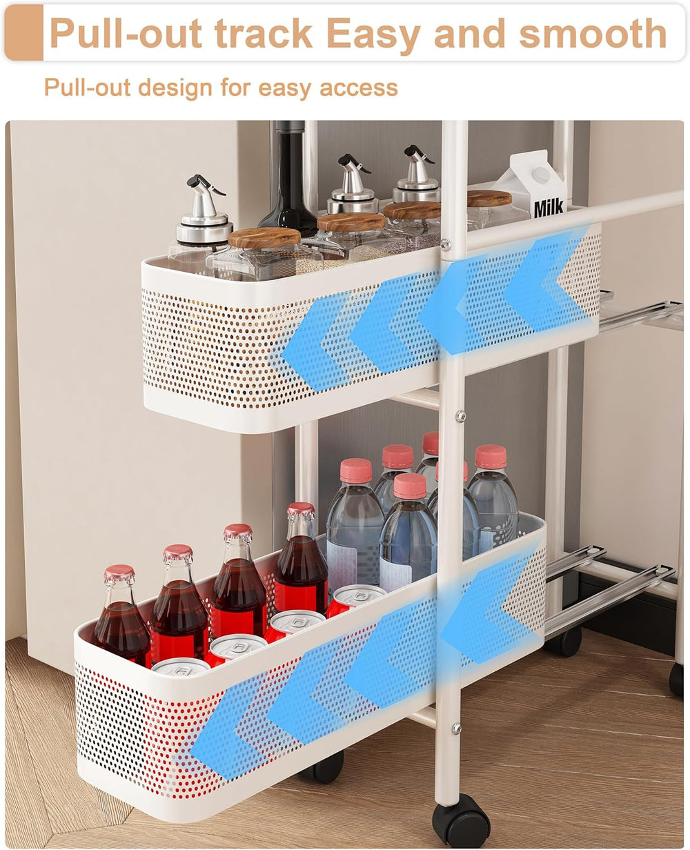 UMDONX Slim Storage Cart 5 Tier with Pull Out Basket Bathroom Organizer Rolli...