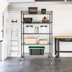 Seville Classics UltraDurable Heavy Duty NSF Solid Steel Wire Rack Storage Unit, Organizer for Garage, Warehouse, Office, Restaurant, Classroom, Kitchen, Black, 5-Tier Shelving, 48" W x 24" D