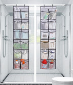 MISSLO Over The Door Shoe Organizer 12 Large Mesh Pockets Hanging Narrow Closet Door, White, 2 Pack