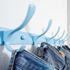 SKOLOO Heavy Duty Wall Mounted Coat Rack - 6 Hooks, Stainless Steel, Pack of 2, Sturdy Coat Hooks for Hanging Clothes, Jacket, Hat, Blue