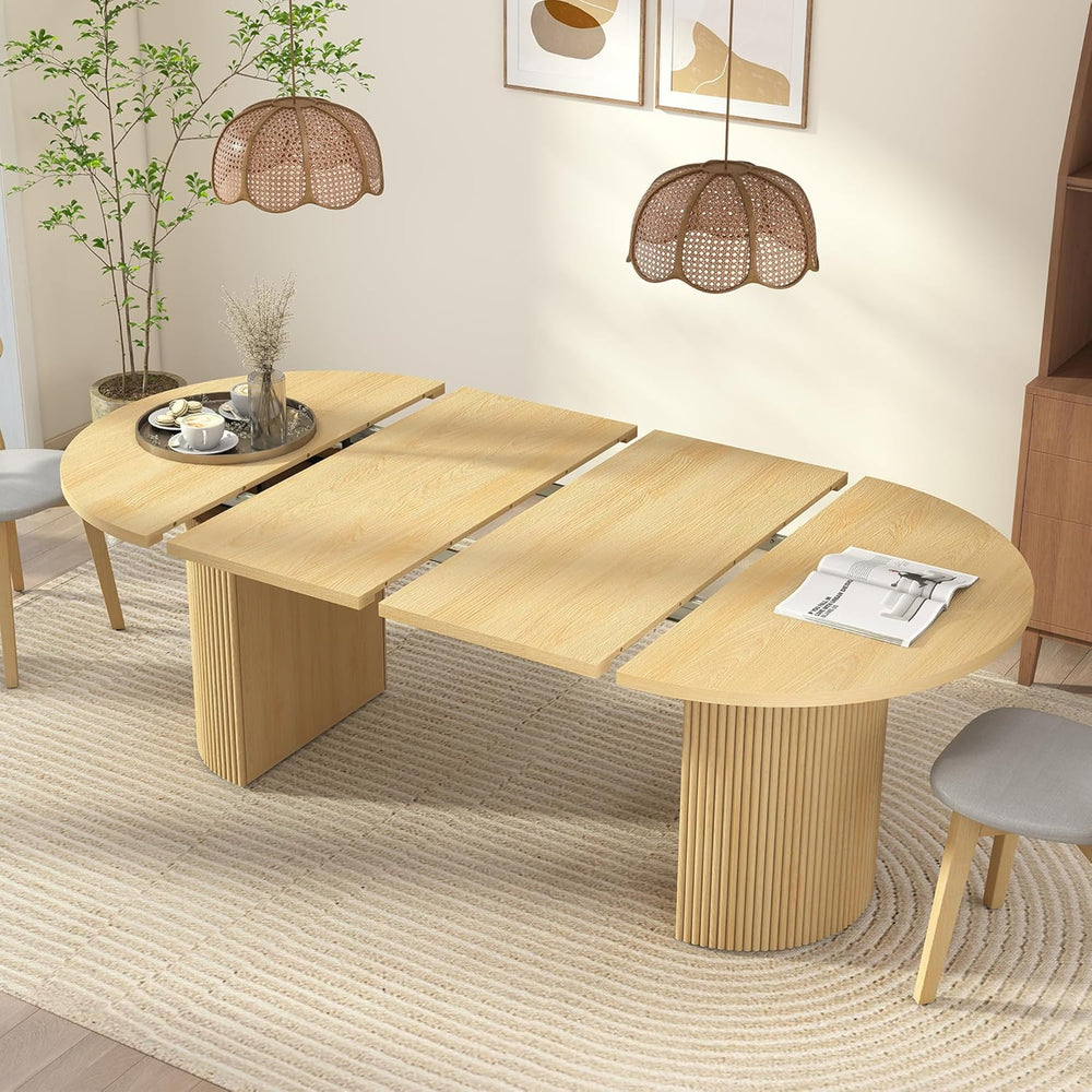Extendable Dining Table 41–78 Inch, Round to Oval Expandable Kitchen Table fo...