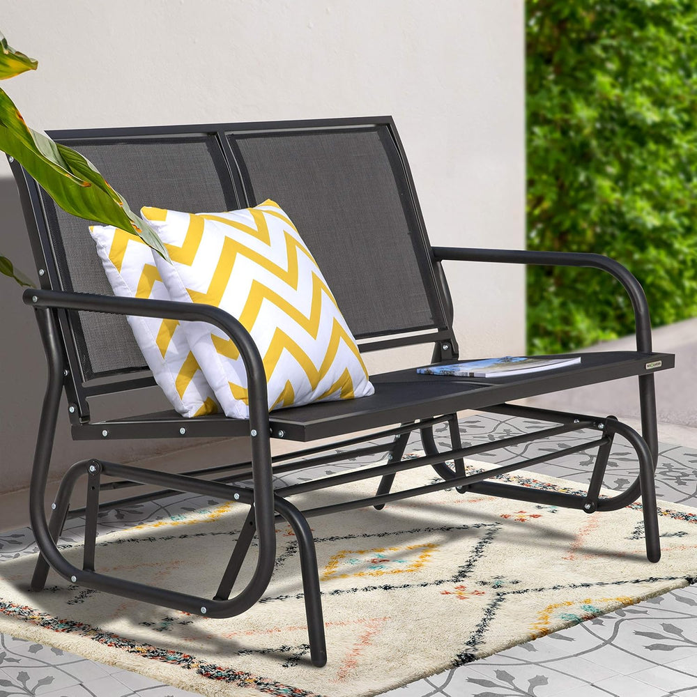 NUU GARDEN 2 Person Outdoor Glider Bench Patio Glider, Patio Glider Swing Cha...