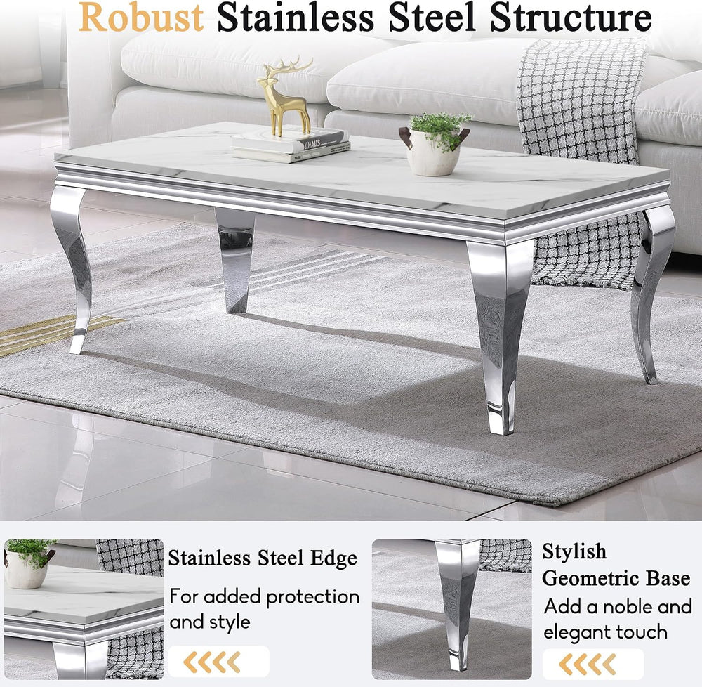 Luxury Coffee Table Set of 2, Rectangular Coffee Table with Sofa Console Tabl...