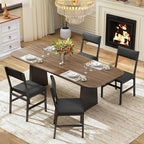 Dining Chairs Set of 6, Upholstered Modern Dining Room Chairs with Ergonomic Backrest, MDF Board and Metal Legs, Fabric Kitchen Chair for Dining, Kitchen and Living Room, Easy Assembly, Black
