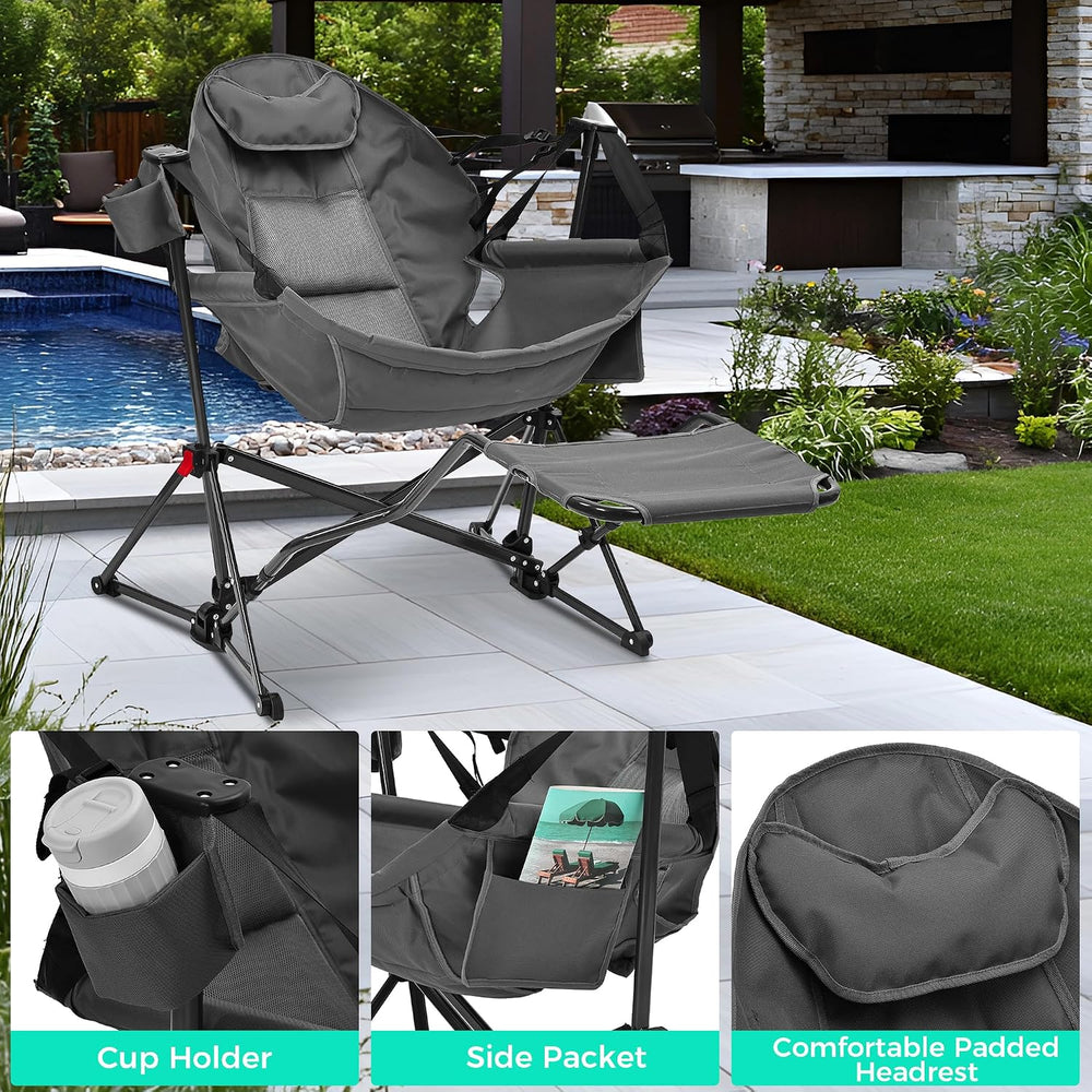 Ainfox Hammock Camping Chair with Footrest, Foldable Portable Rocking Chairs ...