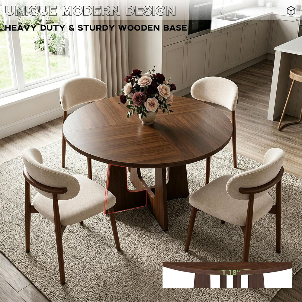 47" Round Dining Table Set for 4, 5 Piece Space Saving Kitchen Table and...