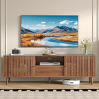 Mid Century Modern TV Stand for Televisions up to 70 Inches, with Sliding Doors and Storage, Television Stands, TV Consoles, Media Consoles for Living Room(Walnut-70inch)