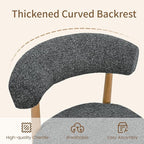 VKNOW Wooden Dining Chairs Set of 2, Modern Upholstered Dining Room Chairs with Rubberwood Legs and Curved Backrest, Fabric Kitchen Chairs for Farmhouse/Living Room/Dining Room, Black