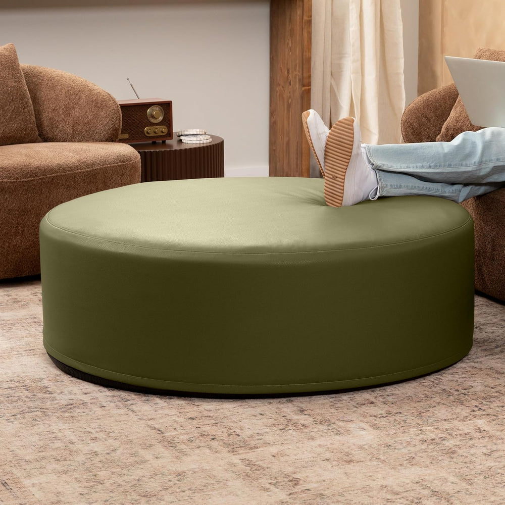 Jaxx Candler Round Couch Ottoman – Oversized Giant Coffee Table Ottoman - Ver...