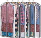 MsKitchen Hanging Clothes Storage with 4" Gusseted Garment Covers (Set of 6) - Clear Suit, Gown, Long Coat, Dress Protectors for Closet - 24"x 50"x 4" / 6 Pack
