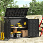 36 Cu Ft Resin Outdoor Storage Shed, Weatherproof Horizontal Outdoor Storage Cabinet with Dual Lock Door for Backyard, Patio, Garage, Garden(Black)