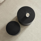 Nesting Coffee Table Set of 2, Modern Round Small Side Table Circle Accent End Table Drum Wood Center Table for Living Room Apartment Bedroom Office, No Assembly, Black