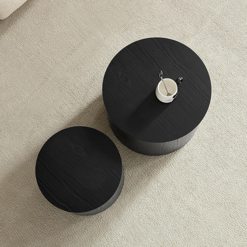 WILLIAMSPACE 18.9" Black Nesting Coffee Table Set of 2, Modern Round Cof...