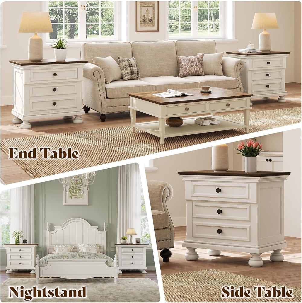AMERLIFE Fully Assembled Nightstands Set of 2, Solid Wood End Tables | 26&quo...