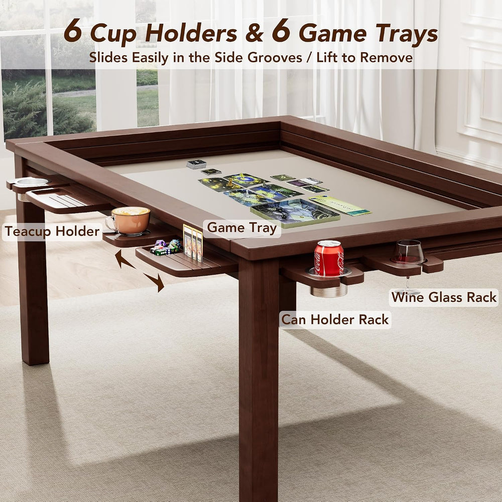 Convertible Board Game Table for 4-6 Players, Spacious Gaming Space w/Clean-E...