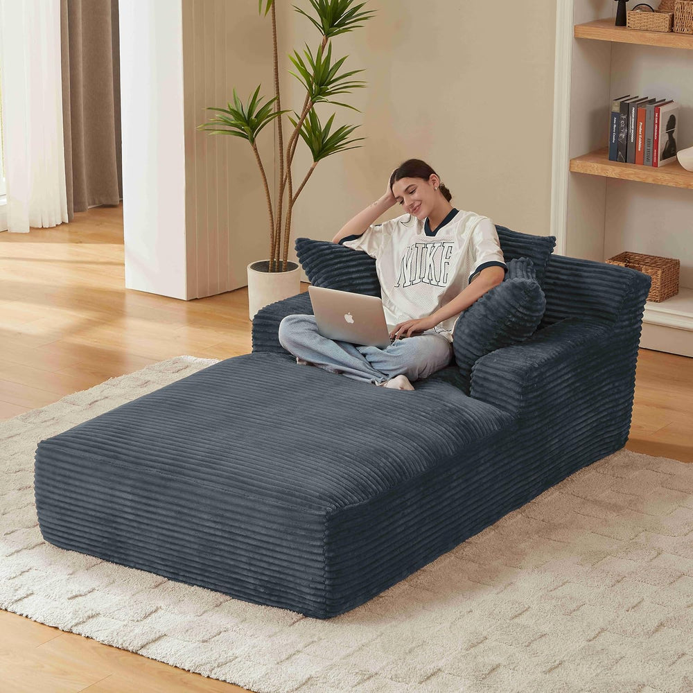 Tmsan Oversized Chaise Lounge Chair Indoor, 78.7" Extra Deep Floor Cordu...