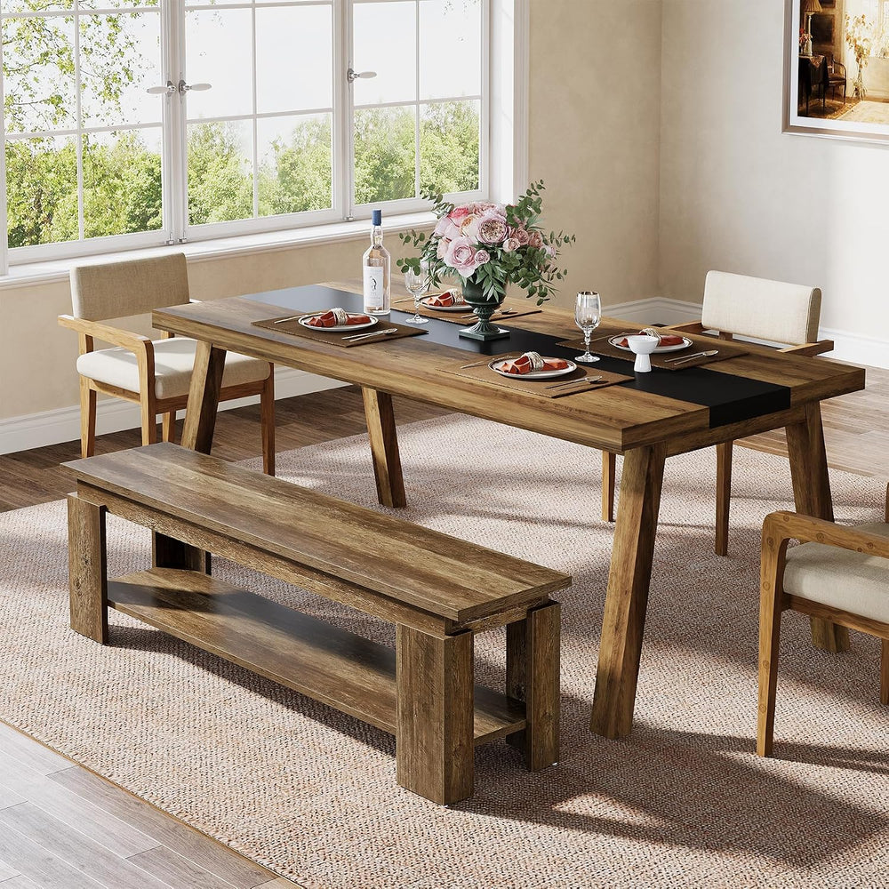 Tribesigns 63" Dining Bench for 2-3, Farmhouse Wooden Dining Room Bench ...