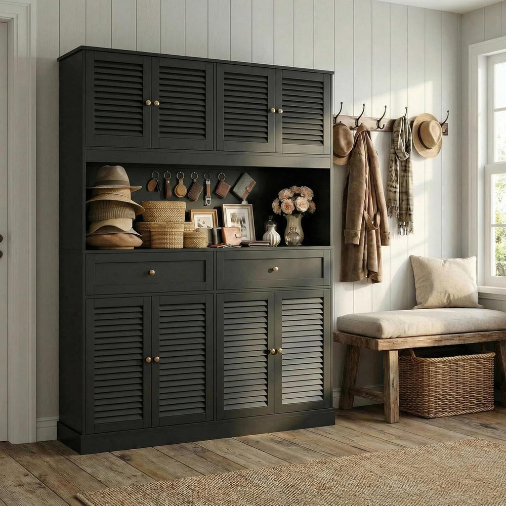 HIFIT 71“HX55“W Kitchen Hutch, Farmhouse Pantry Cabinet for Food Storage | La...