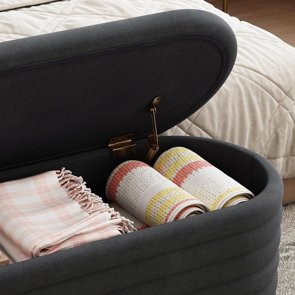 40 inch Upholstered Storage Ottoman Bench,Ready to go,Black