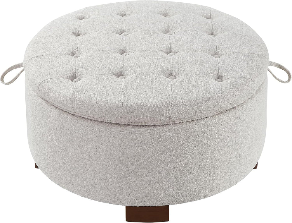 30'' Round Ottoman with Storage, Oversized Ottoman Coffee Table with ...