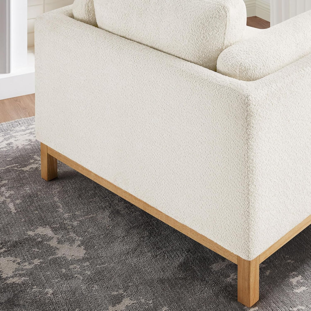 VANOMi Oversized Accent Chair Set of 2, Modern Upholstered Chairs | Boucle Reading Chair with Solid Wood Legs and 400 lbs Capacity, Cozy Seating for Living Room, Bedroom & Office, Ivory White