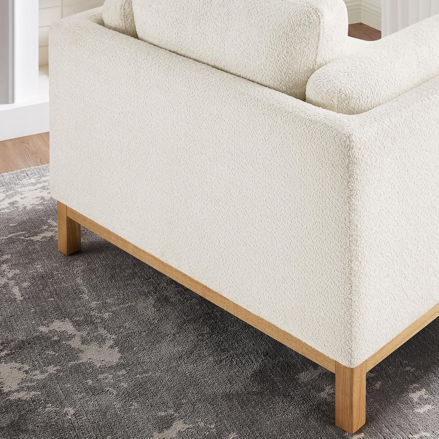 VANOMi Oversized Accent Chair Set of 2, Modern Upholstered Chairs | Boucle Reading Chair with Solid Wood Legs and 400 lbs Capacity, Cozy Seating for Living Room, Bedroom & Office, Ivory White