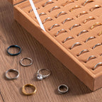 Frebeauty Ring Organizer Tray 100 Slots Ring Holder with Clear Lid Velvet Storage Box Jewelry Tray for Jewelry Store Earring Display Case for Jewelry Show Studs Box for WomenCamel