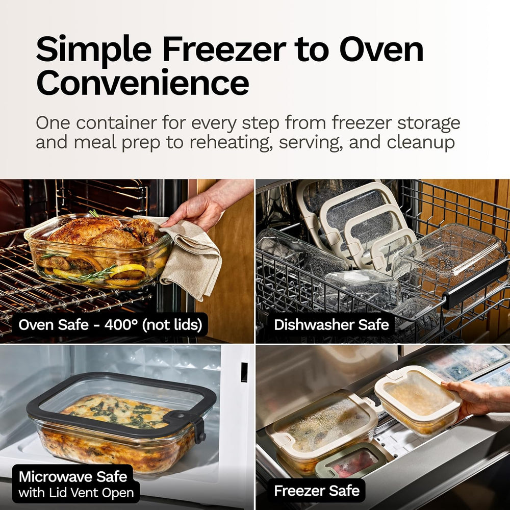 Naked Kitchen 8-Piece Food Storage Containers with Lids – Nesting Borosilicat...