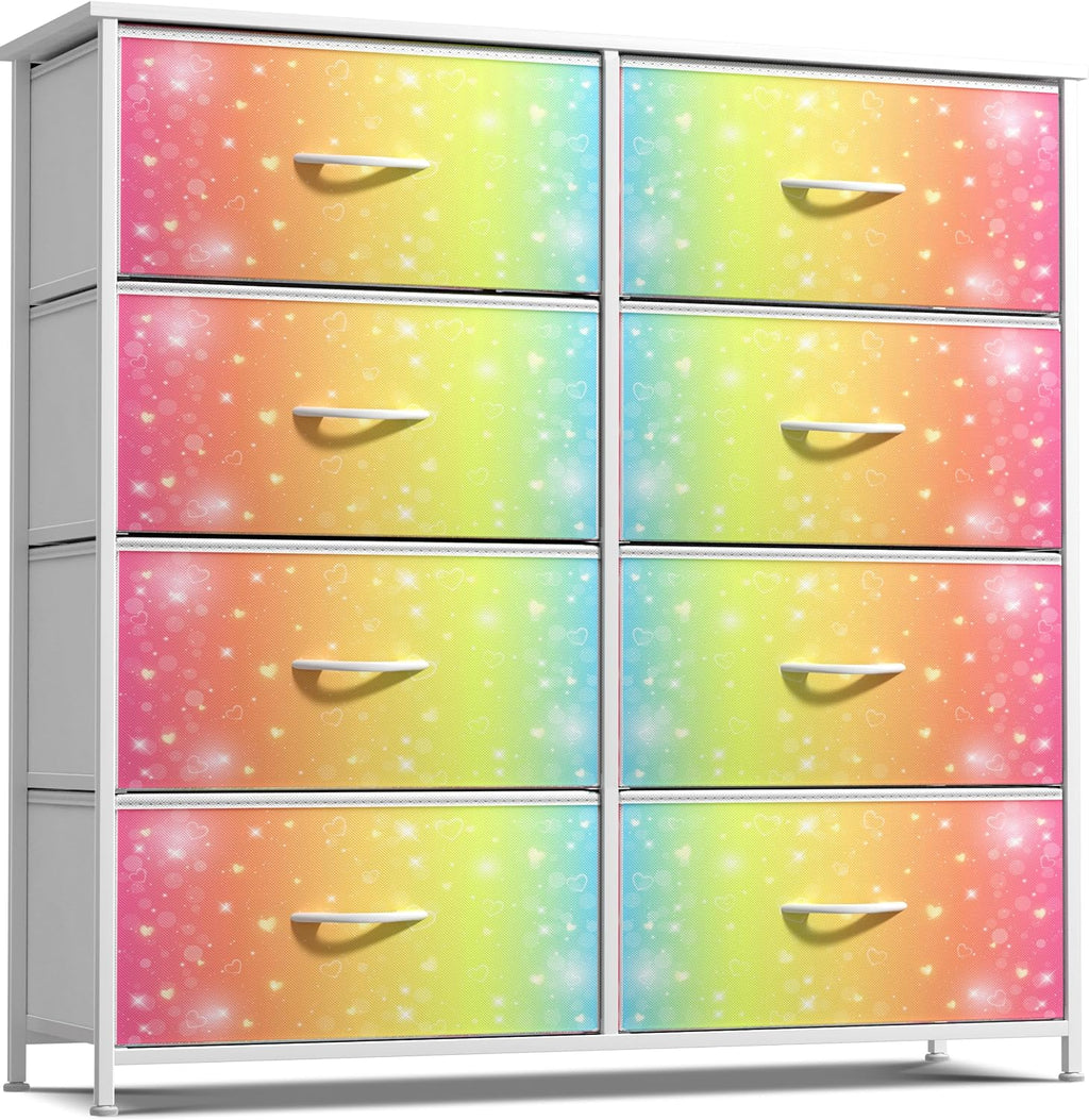 Sorbus Kids Dresser with 8 Drawers - Storage Unit Organizer Chest for Clothes - Bedroom, Kids Room, Nursery, & Closet (Rainbow, 31.5 x 12 x 32-8 Drawer)
