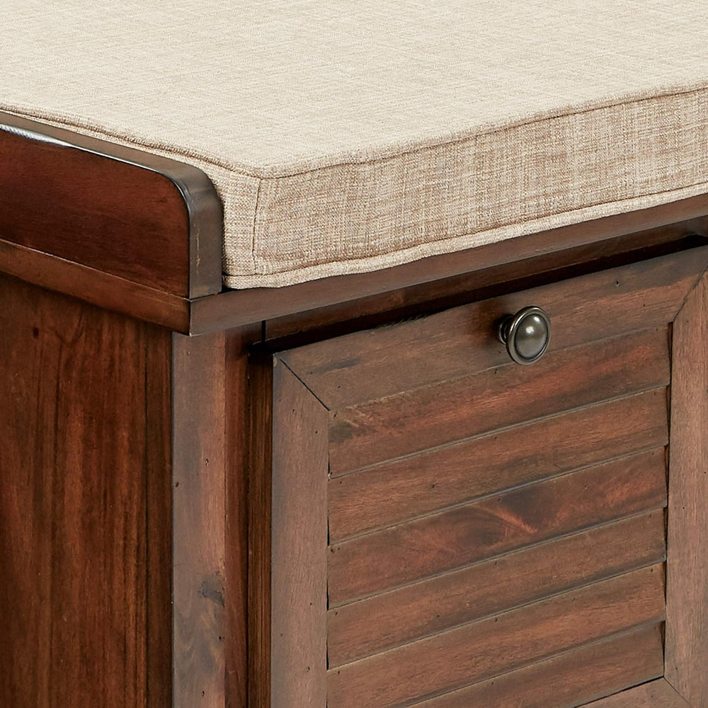 OSP Home Furnishings Dover Coastal Lift-Top Storage Bench with Shutter Face S...