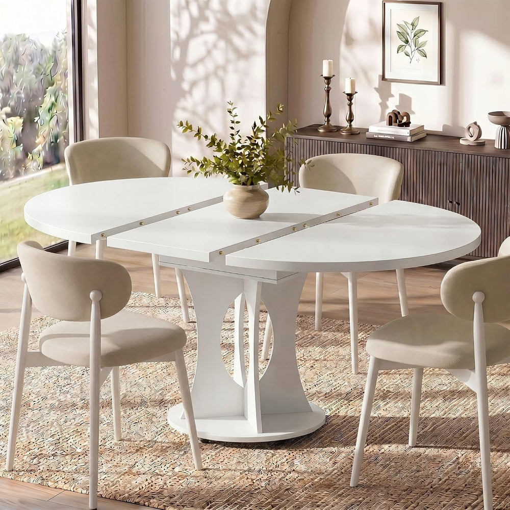 Einhomn 43-59" Extendable Round Dining Table, Kitchen Table for 4-8, Far...
