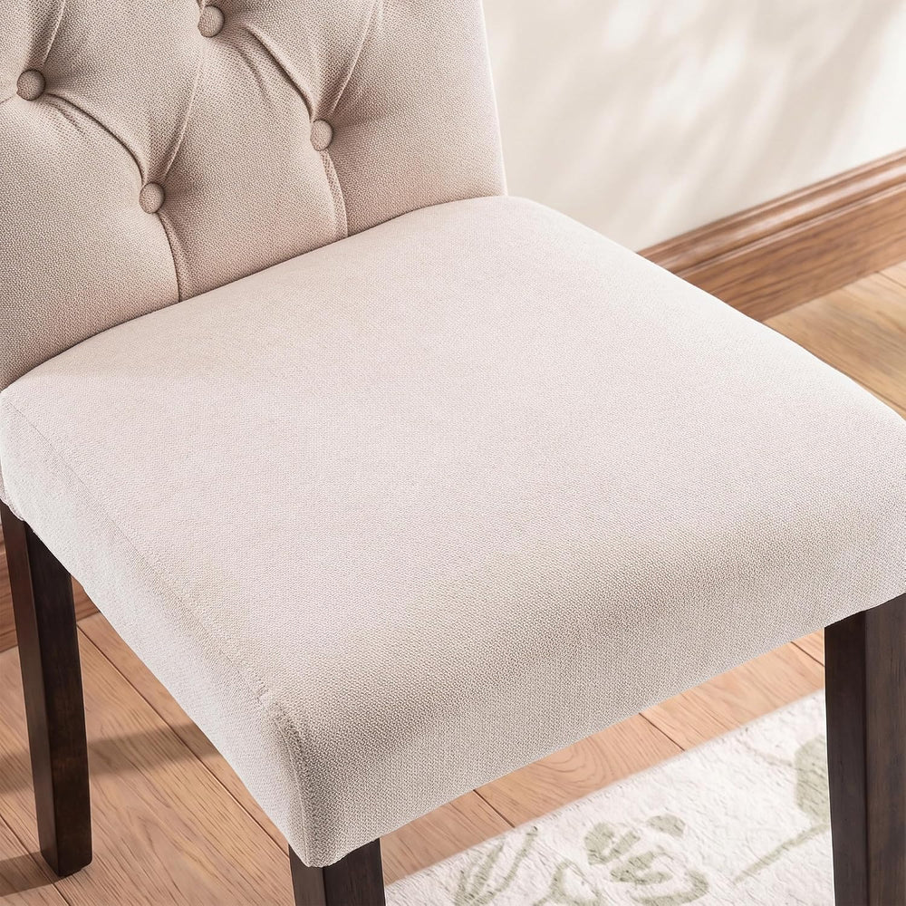 Tufted Dining Chair Fabric Button Upholstered Modern Kitchen Diner Set of 2