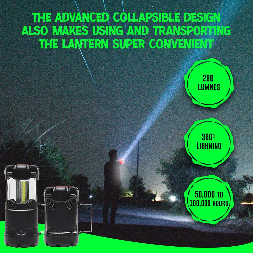 Rechargeable Camping Lantern - COB LED Lantern with USB Port | Waterproof Col...