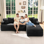 Hobestluk Modular Sectional Sofa Couches L-Shape Couch 3 Seat Modular Sofa Memory Foam Sectional Couches for Living Room, Cloud Couch with Oversized Chaise (Right Facing)