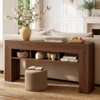 EnHomee 63" Console Table with 3 Shelves Behind Sofa, Dark Brown | Renters & Homeowners, Wood, Holds 220 Lbs, Anti-tip Kit & Non-Slip Pads