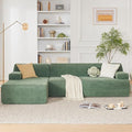 107" Modular Sectional Cloud Couch, Boneless couches Sponge sectionals for Living Room, High Density Sponges Sofa, Modular L-Shape with Chaise, Green
