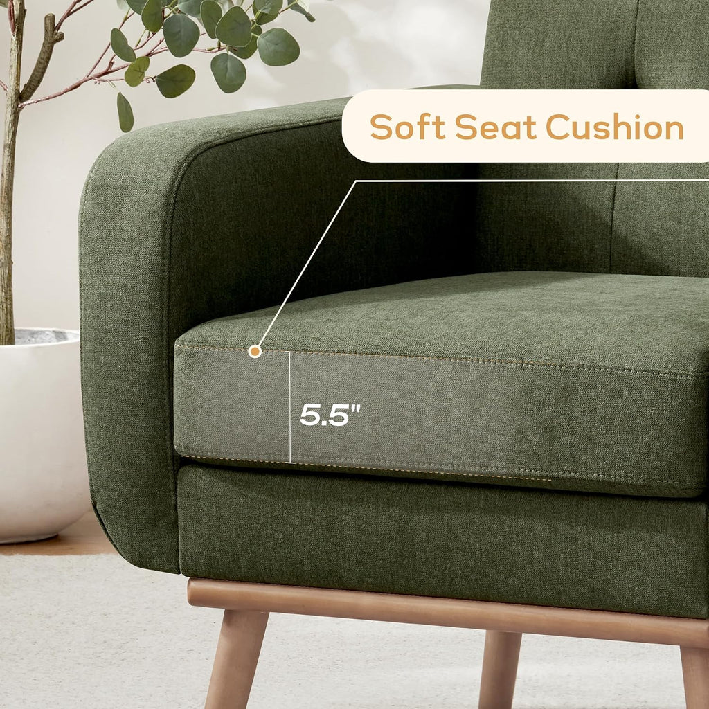 HUIMO Fabric Accent Chairs Set of 2, Living Room Chairs (2, Green) | Mid Century Modern Chair Easy to Install, Upholstered Arm Chair for Living Room Bedroom Study Office
