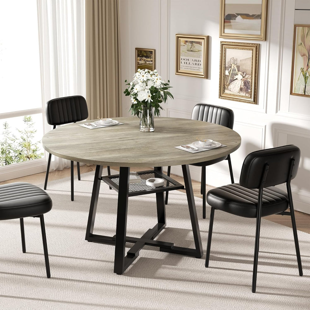 Round Dining Table for 4-6 People,47 Inch Dining Room Table,Modern Circle Kit...