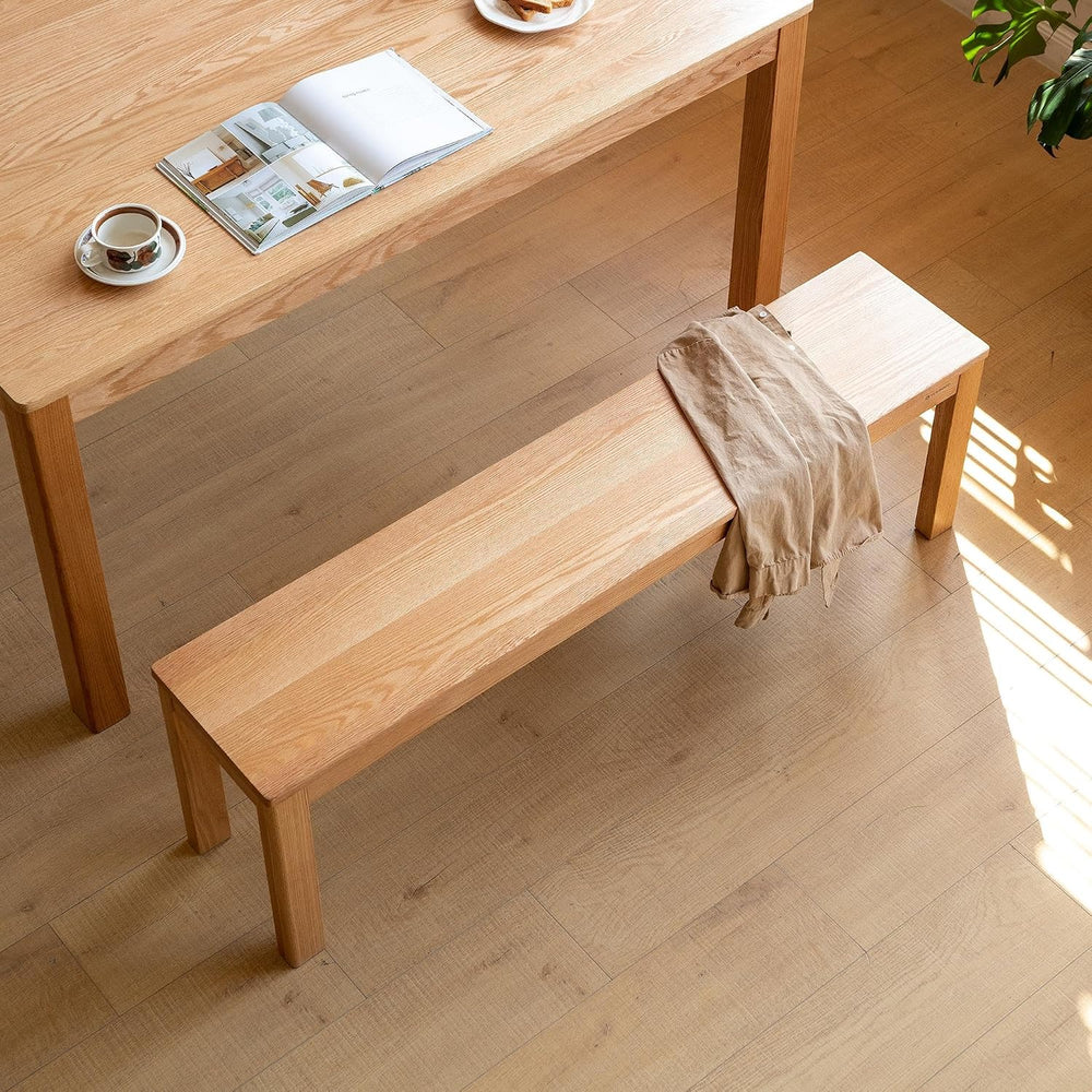 GDFStudio 39.37" Solid Oak Wood Dining Bench, Rectangular Wooden Bench S...