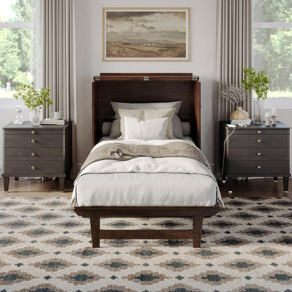 AFI, Northfield Murphy Bed Chest Twin XL with 6" Mattress, Burnt Amber
