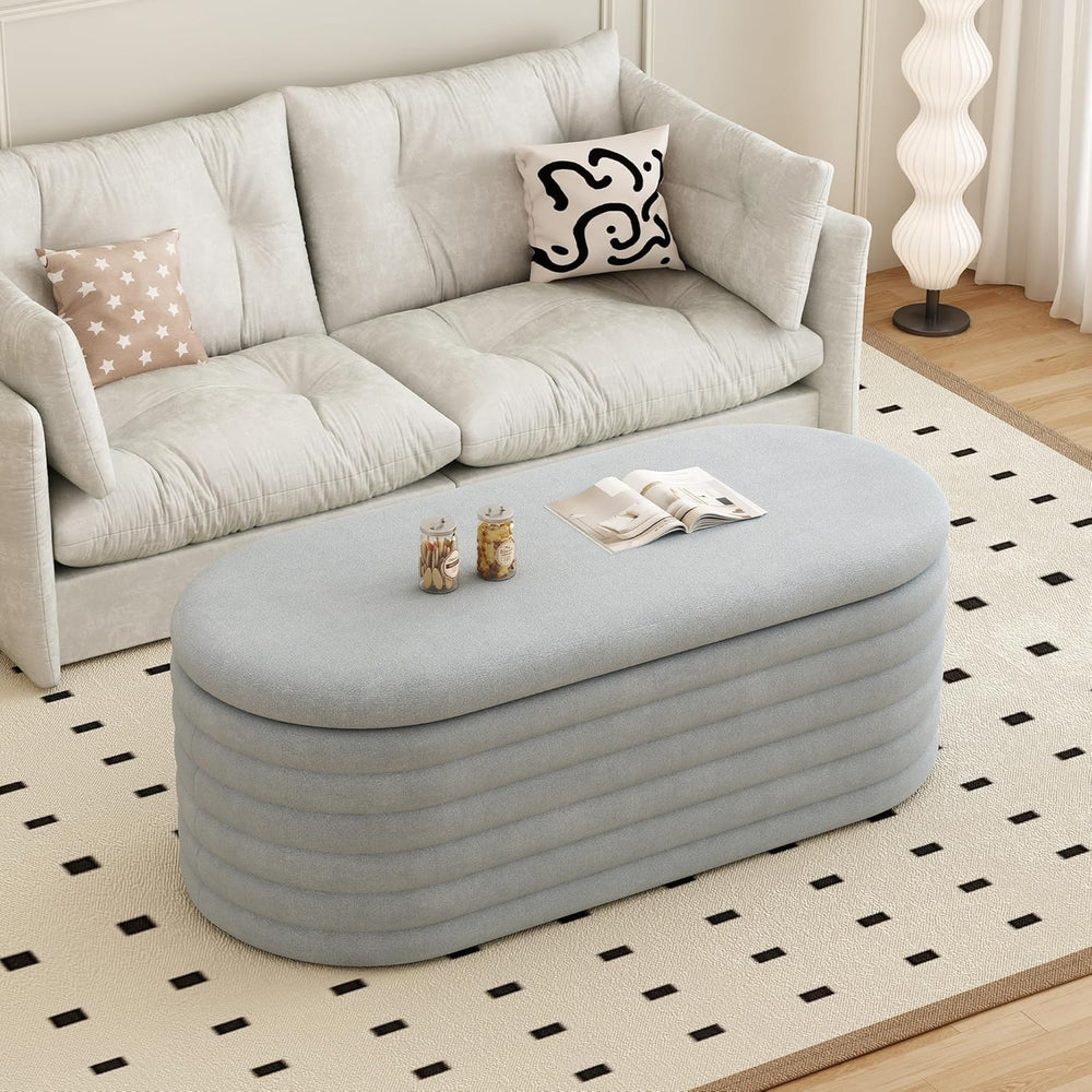 40 inch Upholstered Storage Ottoman Bench,Ready to go,Light Grey
