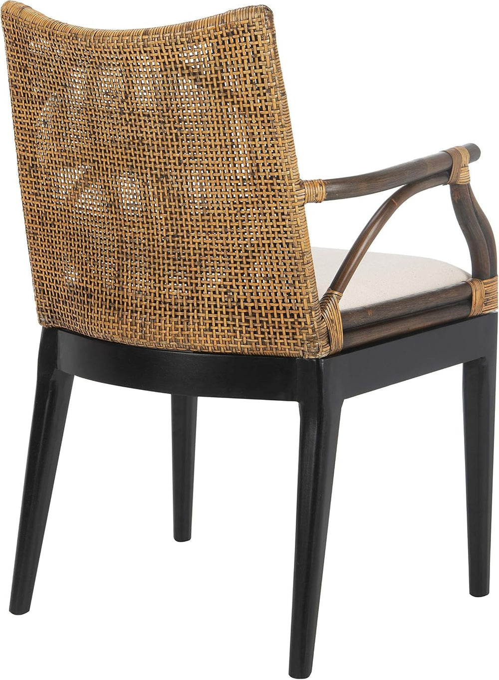 SAFAVIEH Gianni Rattan Arm Chair 19.8”, Solid Wood Brown & Black SEA4011A...