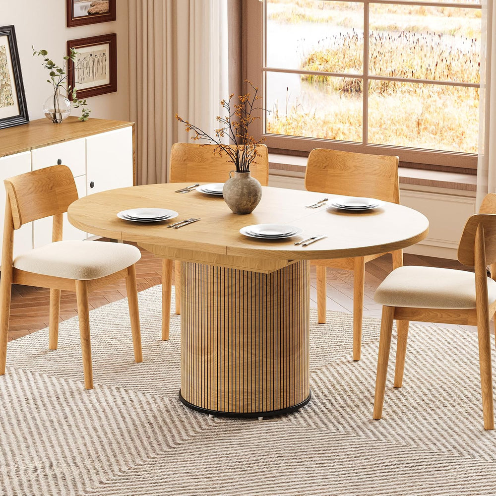 Extendable Dining Room Table Round Dining Table for 4 6 8, 43"-59" ...