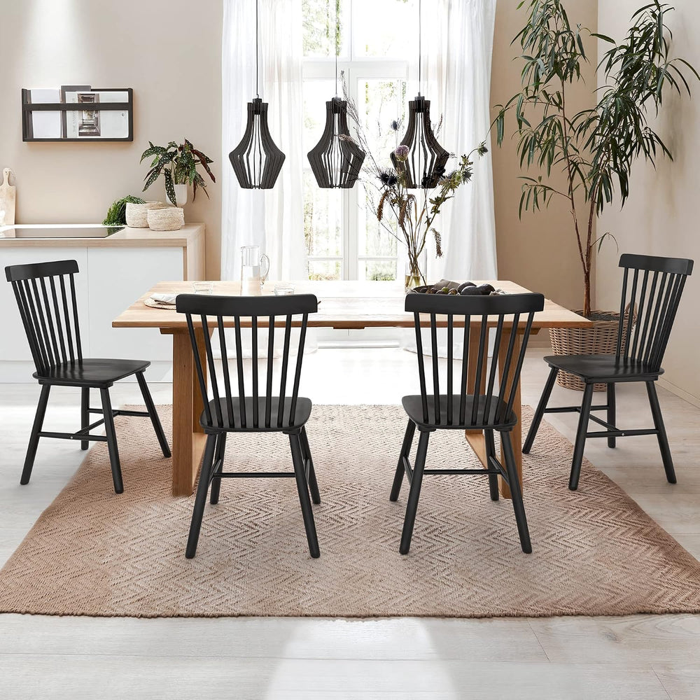 LUE BONA Windsor Dining Chair Set of 4, Spindle Back Wooden Chairs for Kitche...