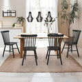 LUE BONA Windsor Dining Chair Set of 4, Spindle Back Wooden Chairs for Kitchen and Dining Room, Restaurant, Cafe, Hotel, Black